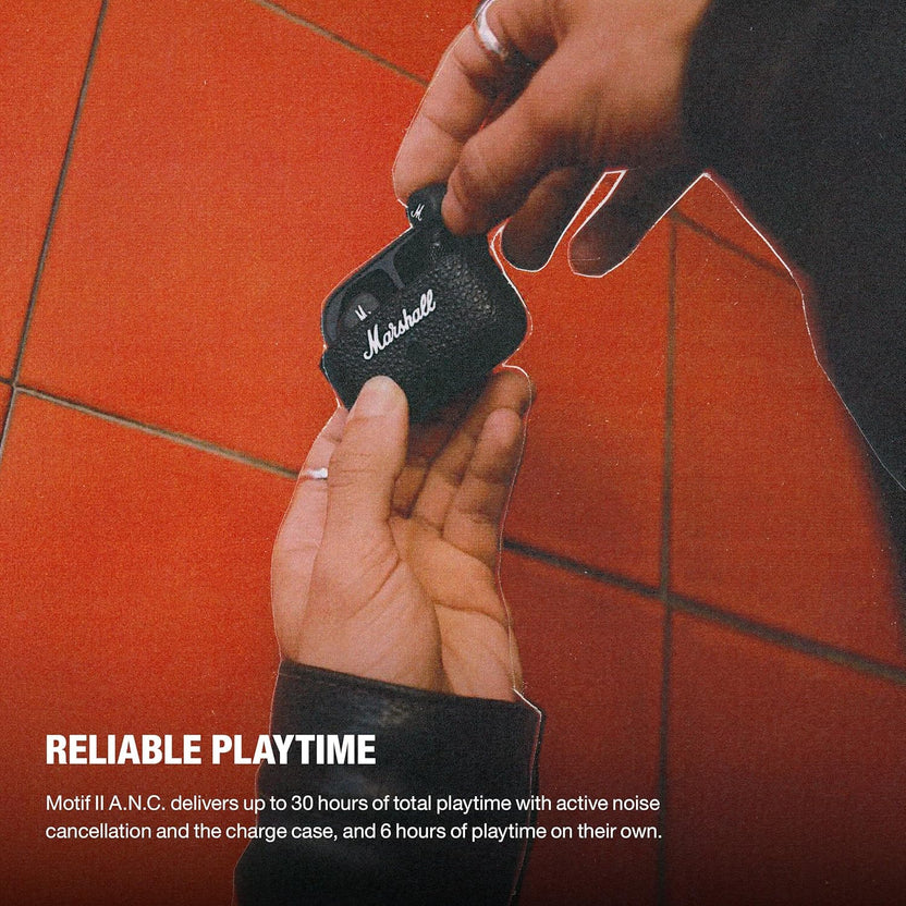 Marshall Motif II ANC - True Wireless Active Noise Cancelling Bluetooth Headphones, Earbuds, 30 Hours Playtime – Black